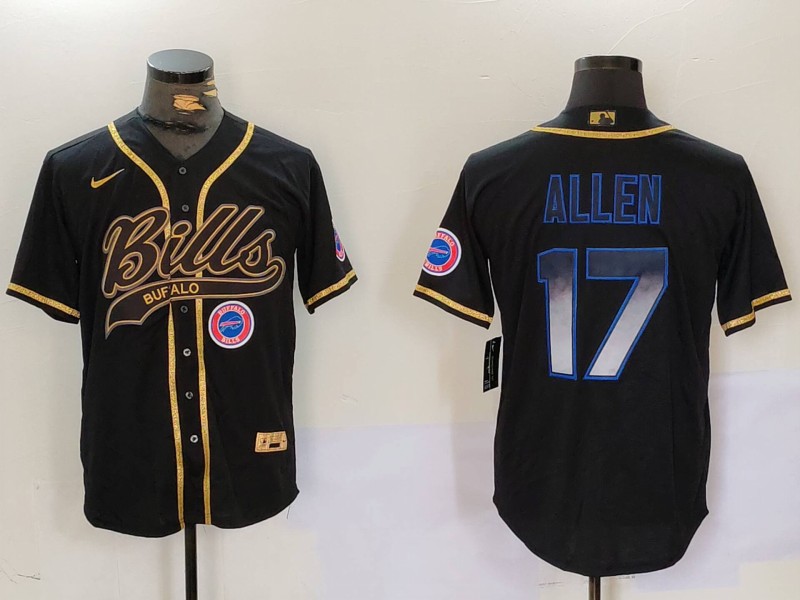 Men Buffalo Bills 17 Allen Black Joint Name 2024 Nike Limited NFL Jersey style 9105